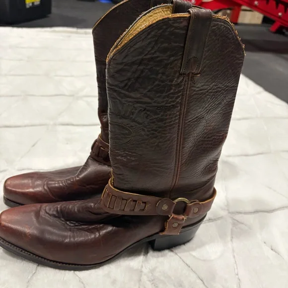 Jack Daniel’s Leather Cowboy Boots Sz 12D Brown Western Country Rodeo